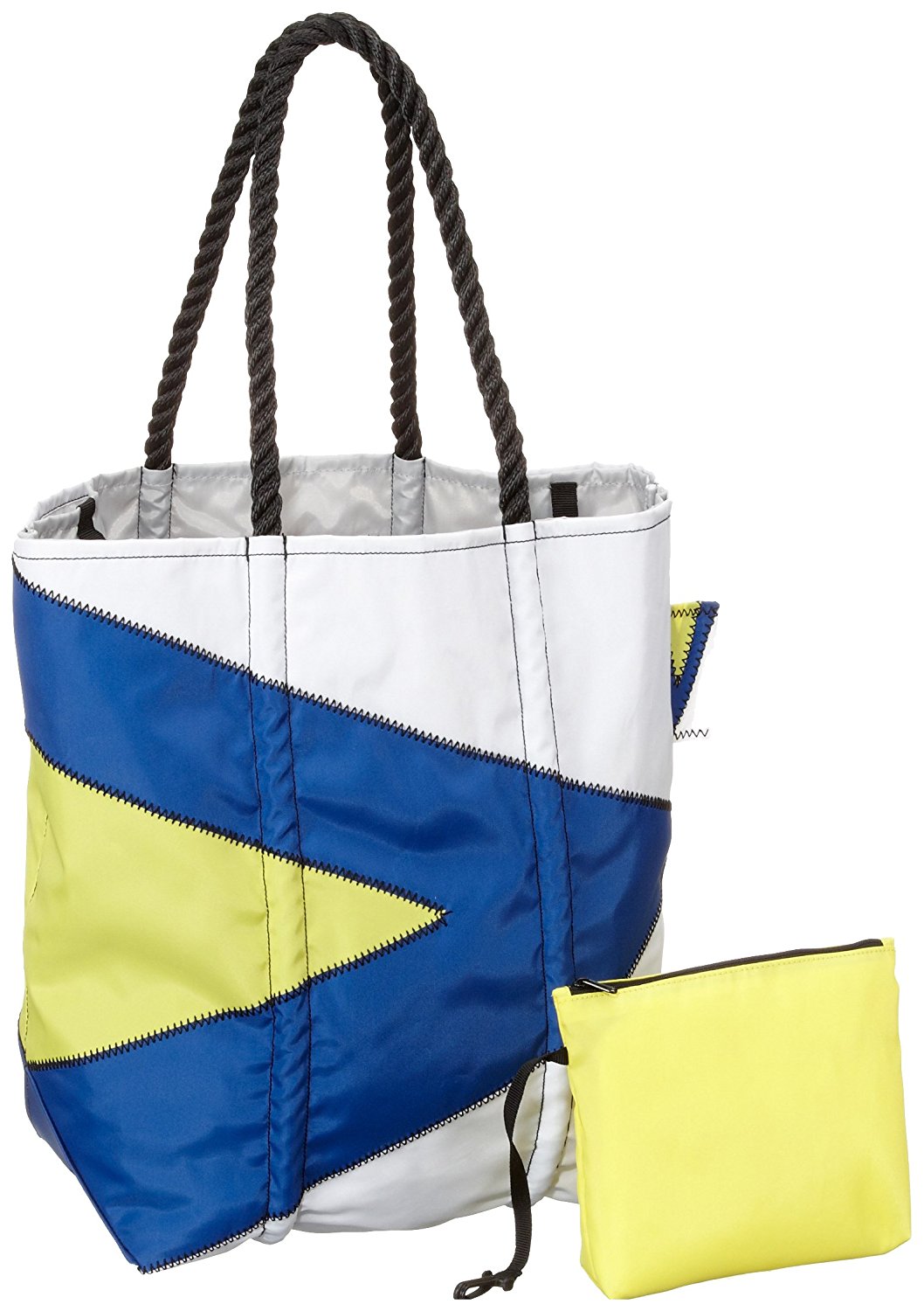 BORSA SHOPPER STREETSHOPPER 5 BIANCO BLU E GIALLO
