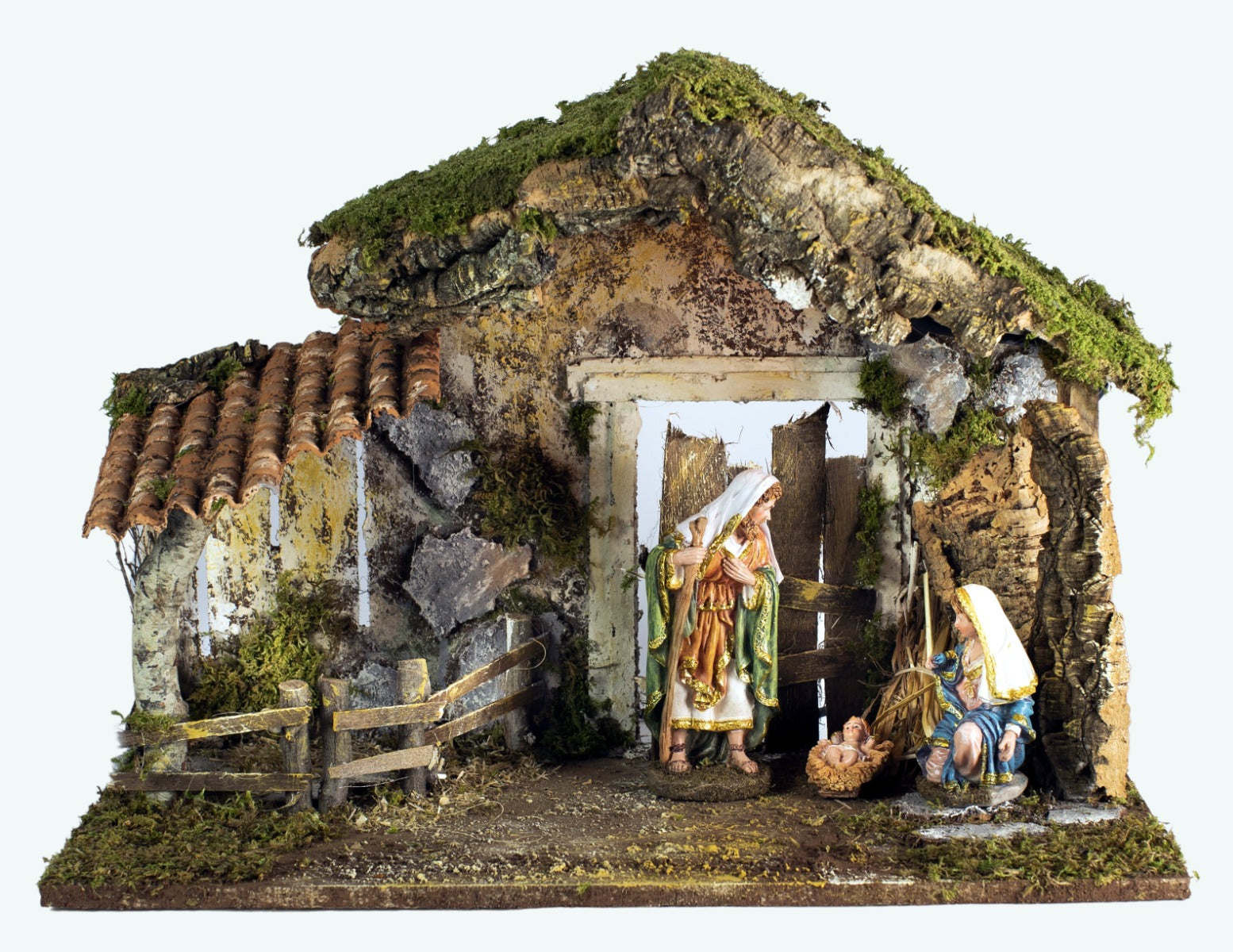 CAPANNA 50X26X36CM CON NATIVITÀ 16CM E LUCI