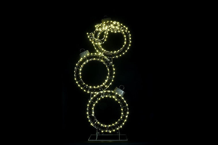 DECORAZIONE NATALIZIA 3X PALLA ORO SU BASE - H165 CM IN METALLO