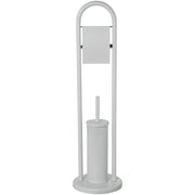 Porta Rotolo con Scopino Bagno 19x19x74 cm Acciaio Peraga Home