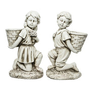 STATUETTA BAMBINO/BAMBINA ALL'APERTO COLORE BIANCO MODELLO ASSORITO 57CM