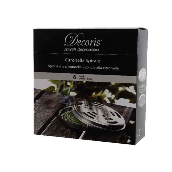 SPIRALE CITRONELLA 6PZ 11CM CON CONTENITORE IN METALLO