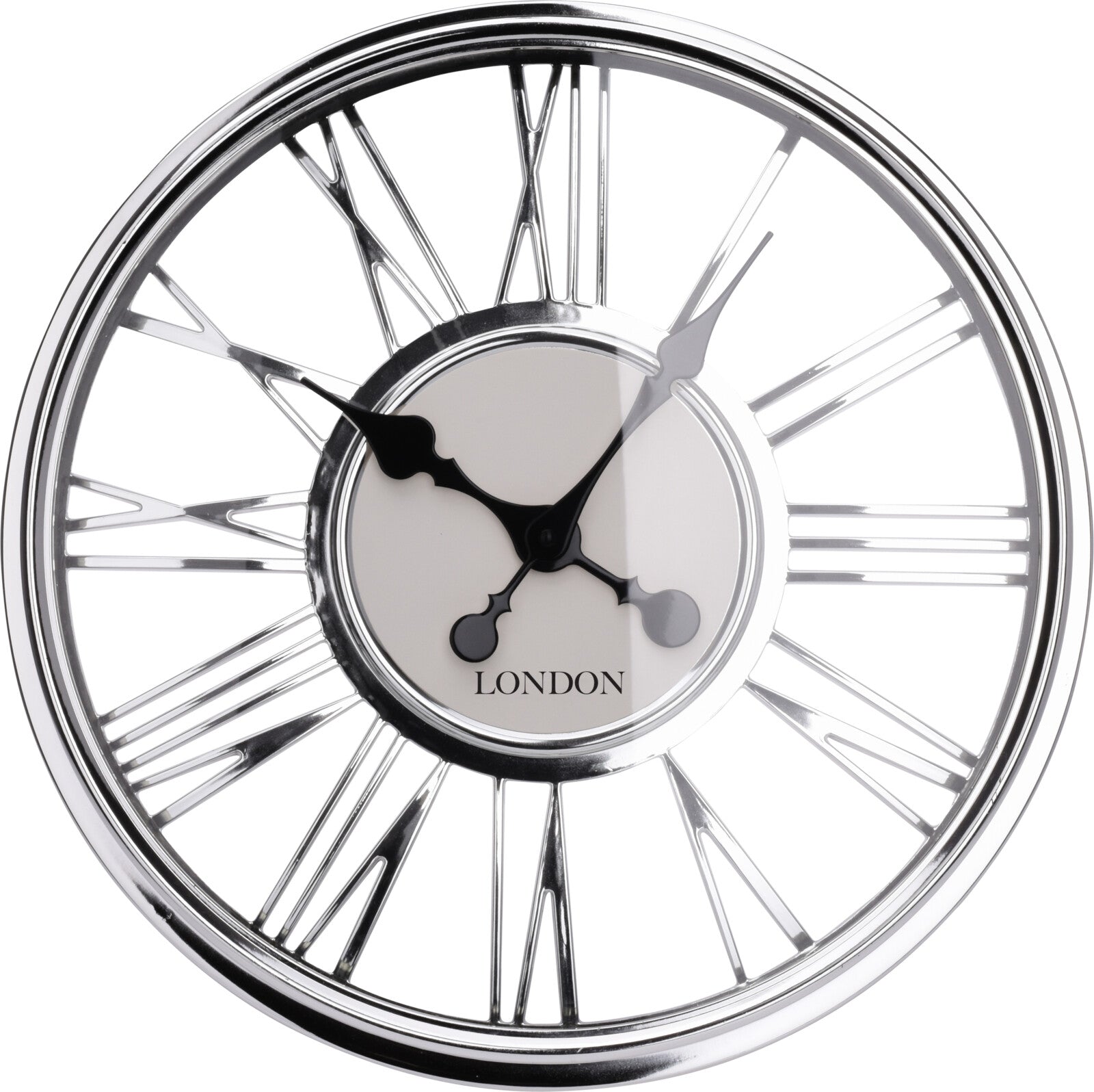 OROLOGIO DA PARETE MODERNO COLOR ARGENTO DIAM. 44CM