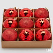 Confezione 9 Palline di natale D.8 Rosso