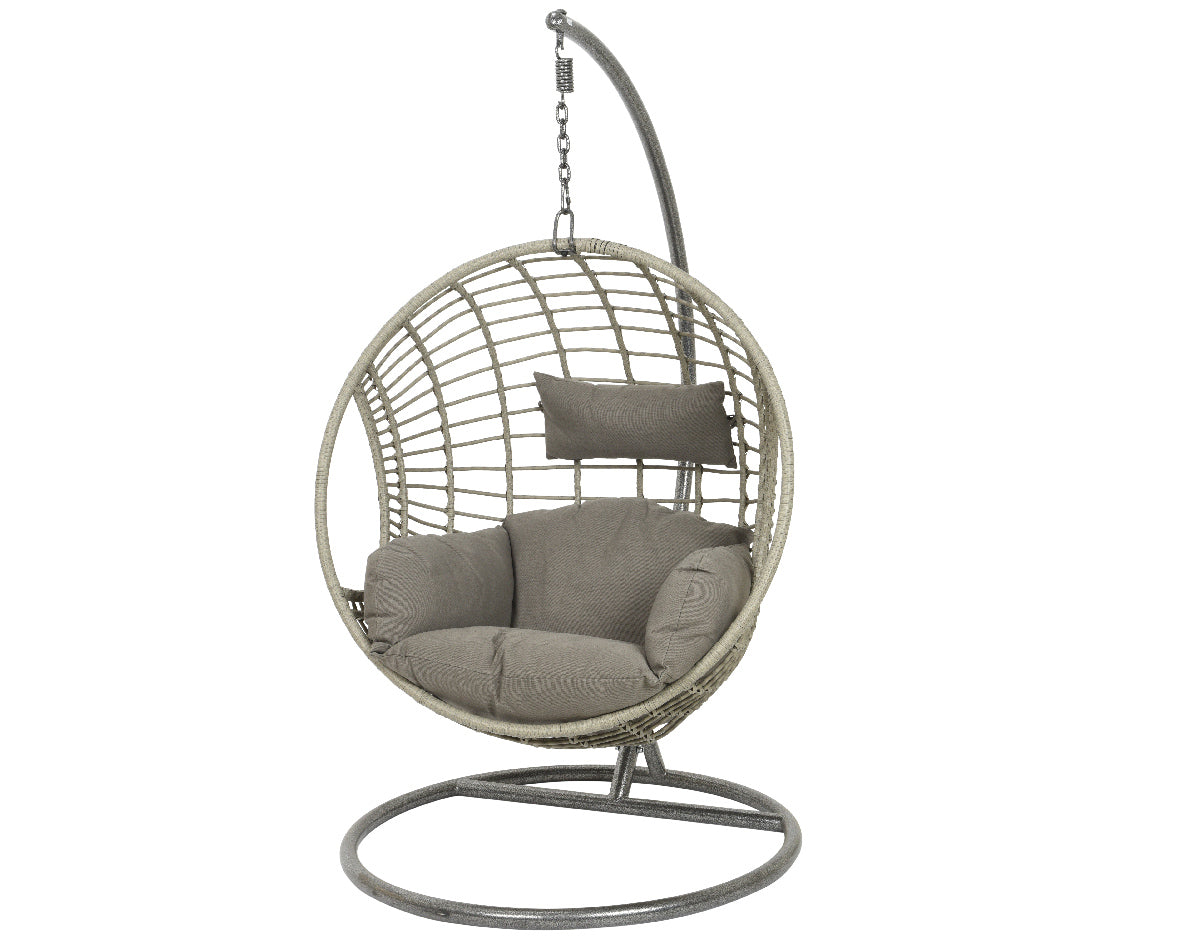 POLTRONA SOSPESA A UOVO MODELLO LONDON 129X105X186CM GRIGIO