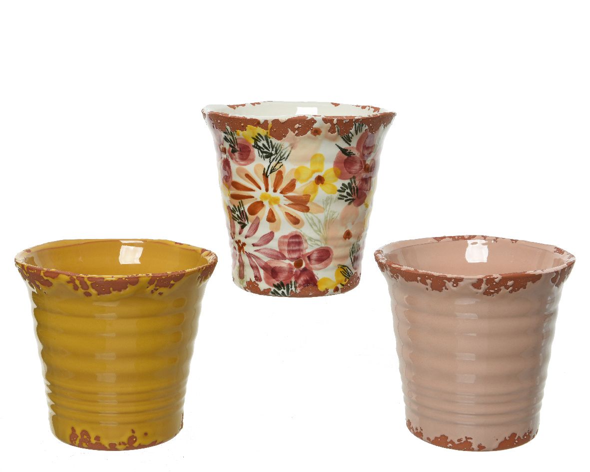 VASO IN TERRACOTTA D.14X13,5CM COLORI ASSORTITI