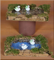 LAGO 20X12CM CON DOPPIO CIGNO ASSORTITO