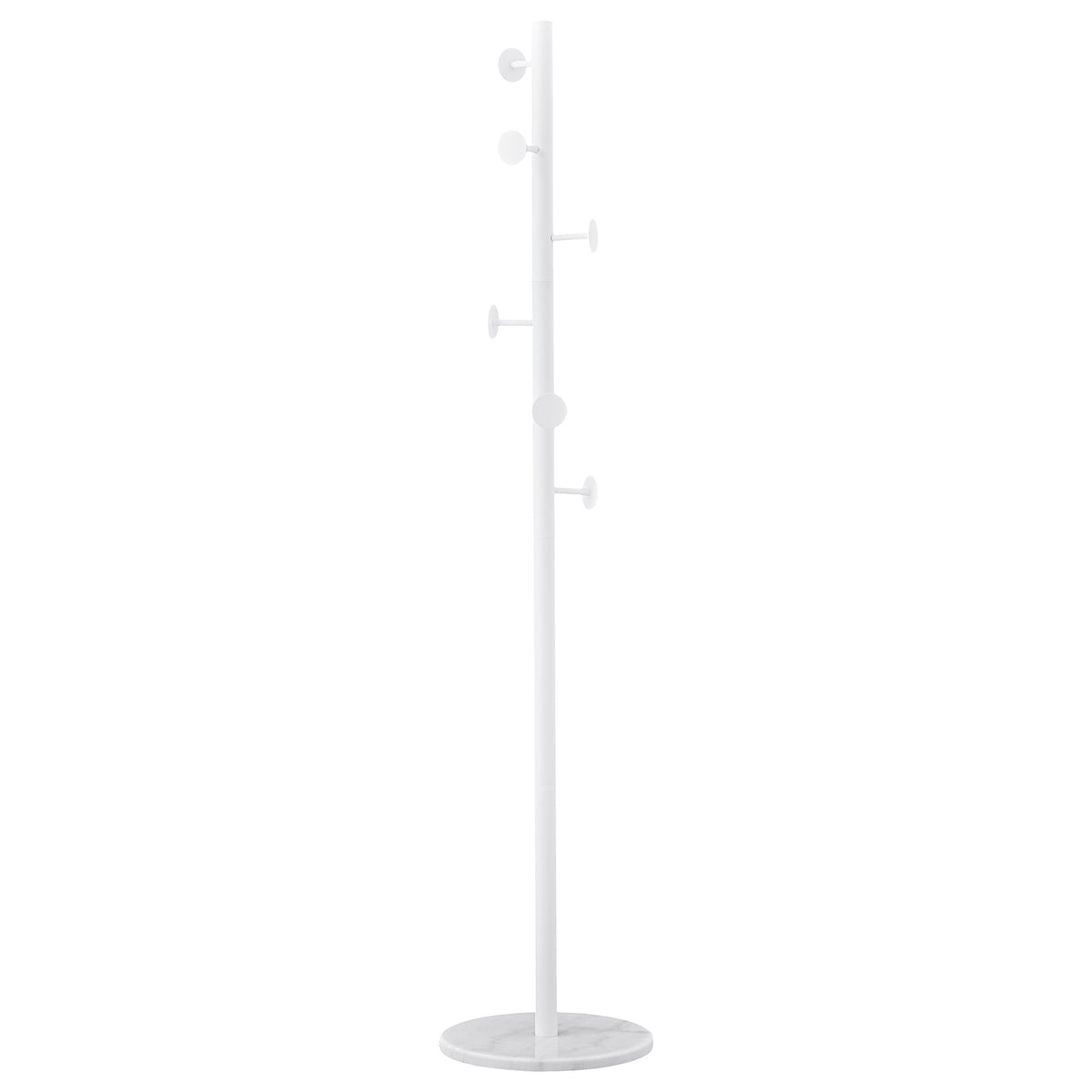 Weißer Standkleiderständer aus Metall mit Marol-Basis 37x37x175cm Peraga Home