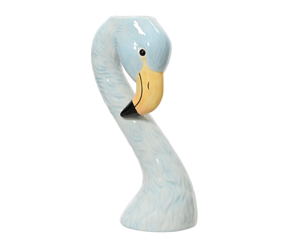 VASO A FORMA DI FENICOTTERO 13X8,5X25,5H CM AZZURRO