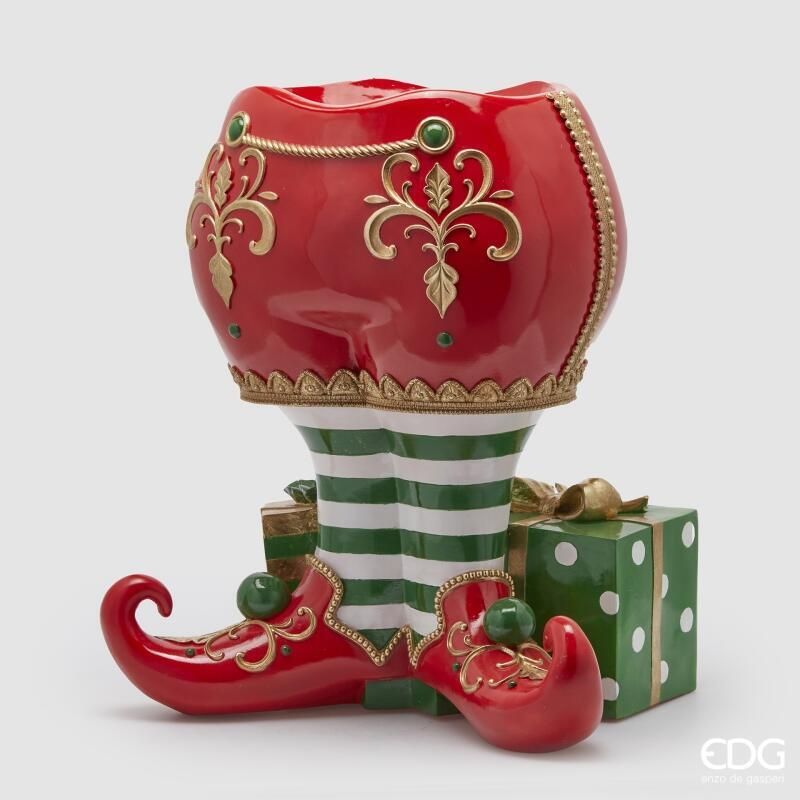 Base per Albero di Natale Pino Elfo con Pantaloni H66x57x41 Verde e Rosso