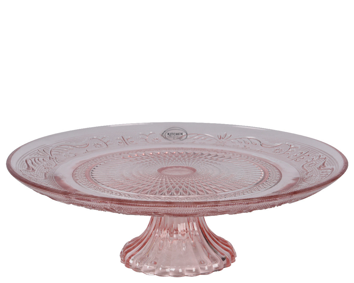 ALZATA IN VETRO D29 CM ROSA TRASPARENTE