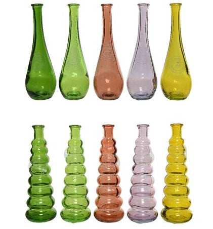 VASO 18CM IN VETRO RICICLATO TRASPARENTE 5 COLORI ASSORTITI