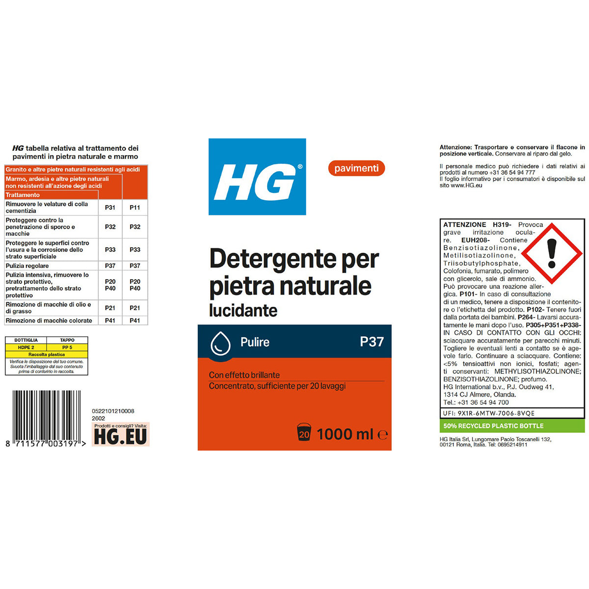 HG PULITORE RIDONA LUCENTEZZA PER PIETRA NATURALE 1 L
