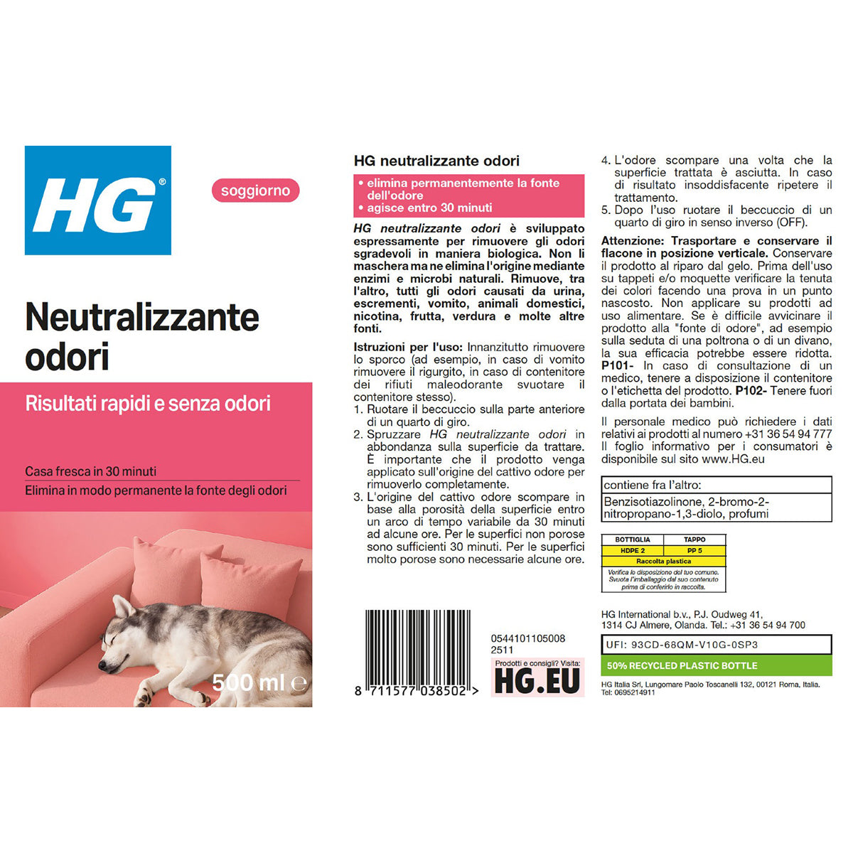 HG NEUTRALIZZANTE ODORI PER L'AMBIENTE 500 ML