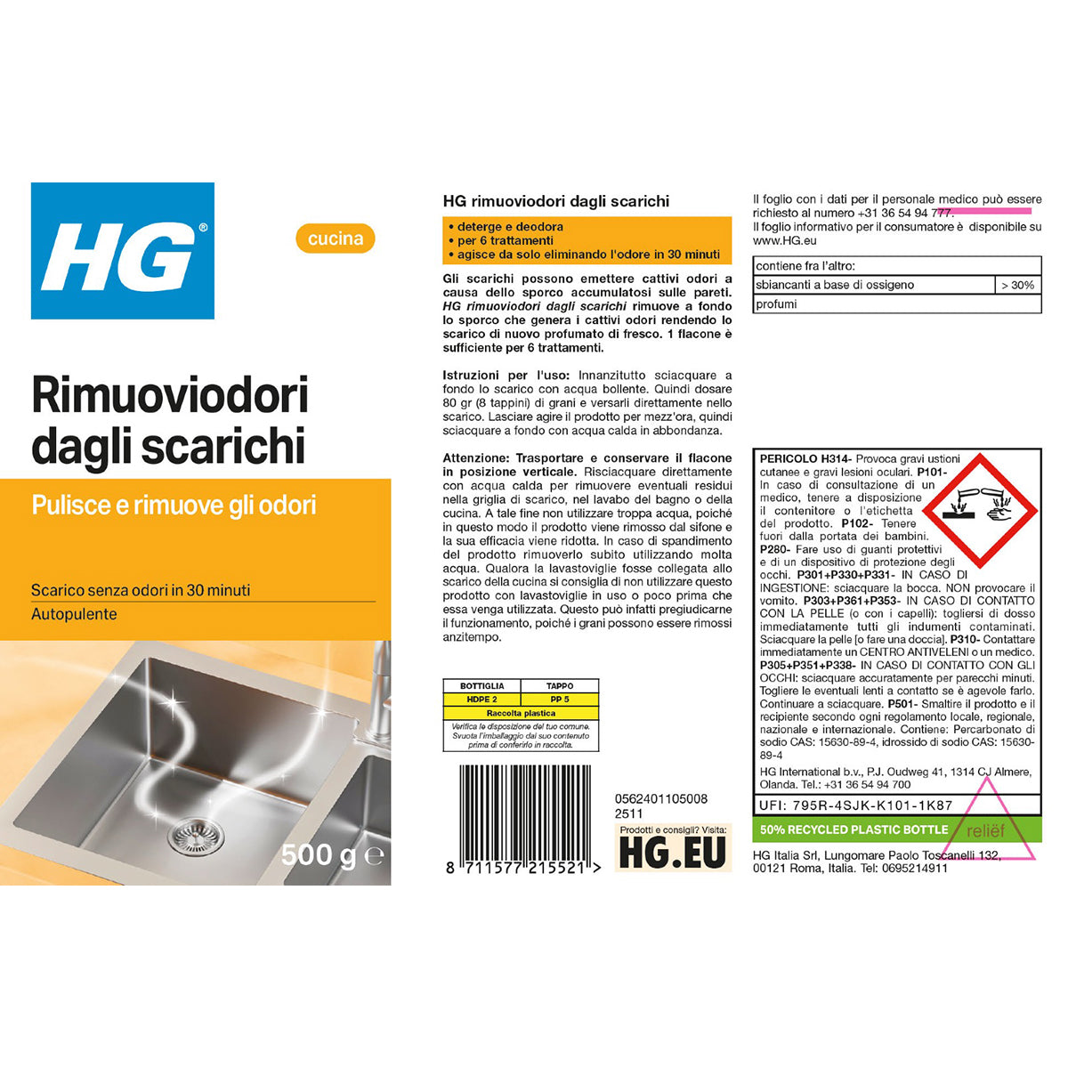 RIMUOVIODORI DAGLI SCARICHI 500GR