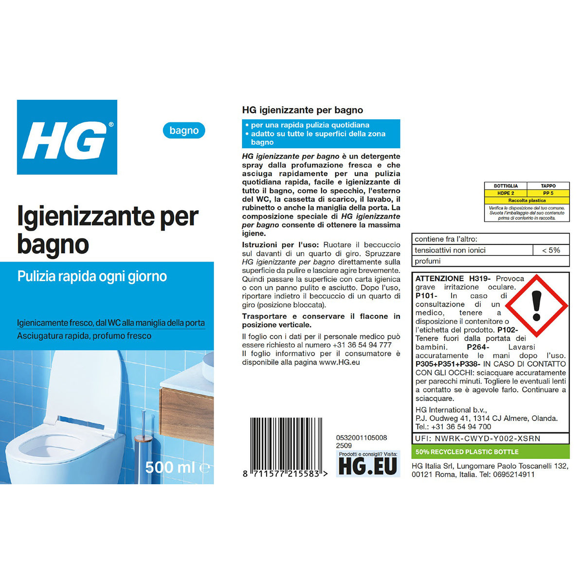 IGIENIZZANTE SPRAY BAGNO AD USO GIORNALIERO 500ML
