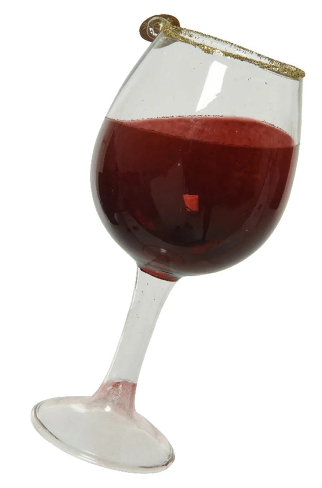 PENDENTE NATALIZIO IN VETRO BICCHIERE DI VINO APPENDIBILE 12.5CM