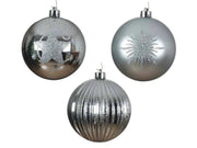 PALLINA DI NATALE ARGENTO 10 CM FANTASIA ASSORTITA