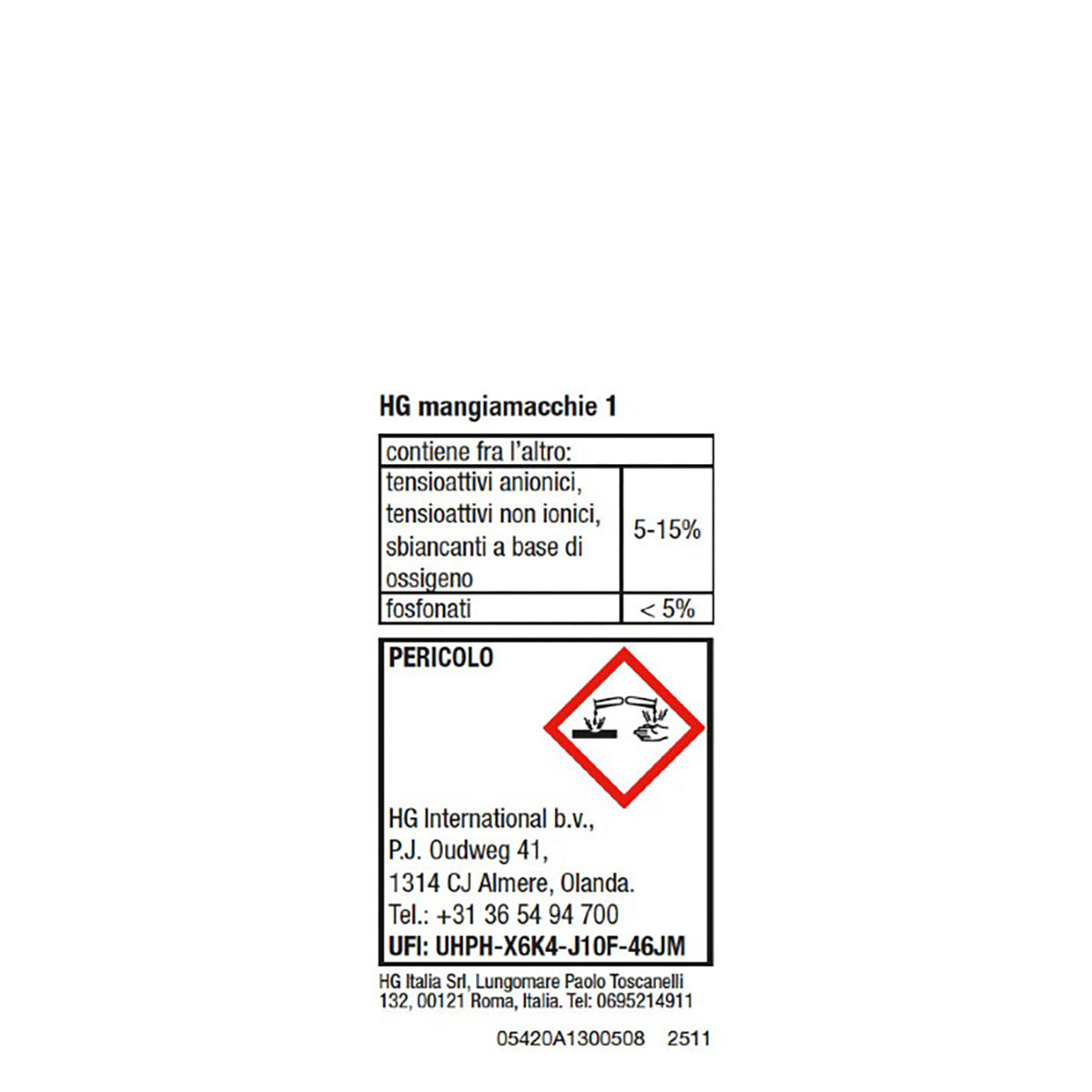 Détachant liquide HG n° 1 pour café, thé et vin, 50 ml