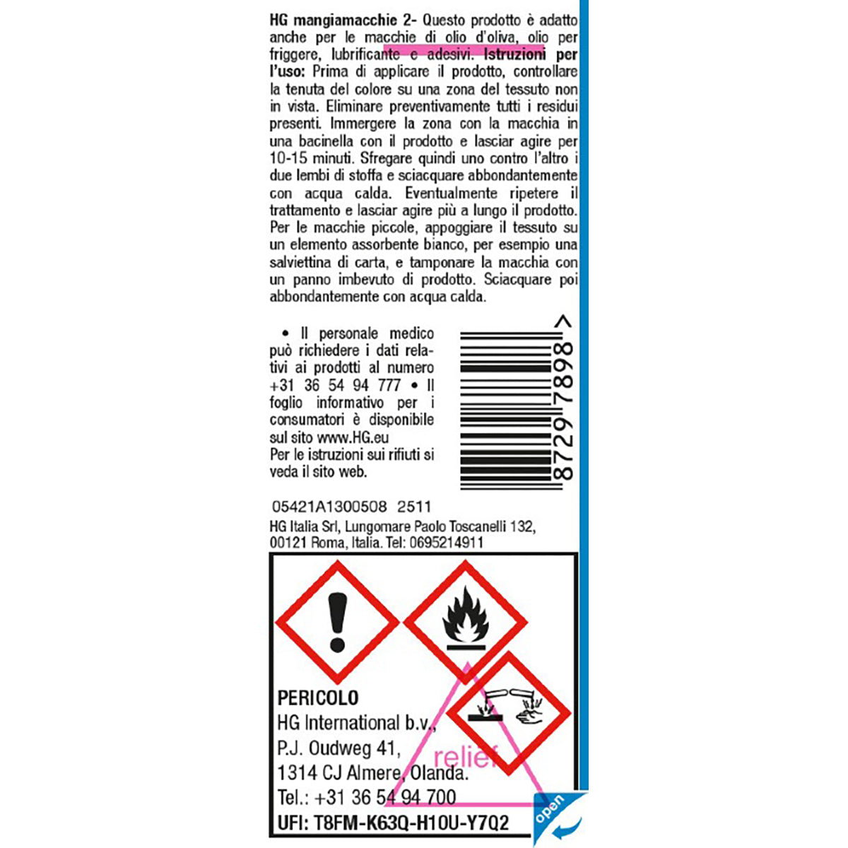 Détachant HG n° 2 pour marqueurs, graisse, huile 50 ml