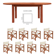 OFFERTA SET TAVOLO OVALE TUBEROSA ALLUNGABILE 225/290X100CM + 8 POLTRONE REGISTA