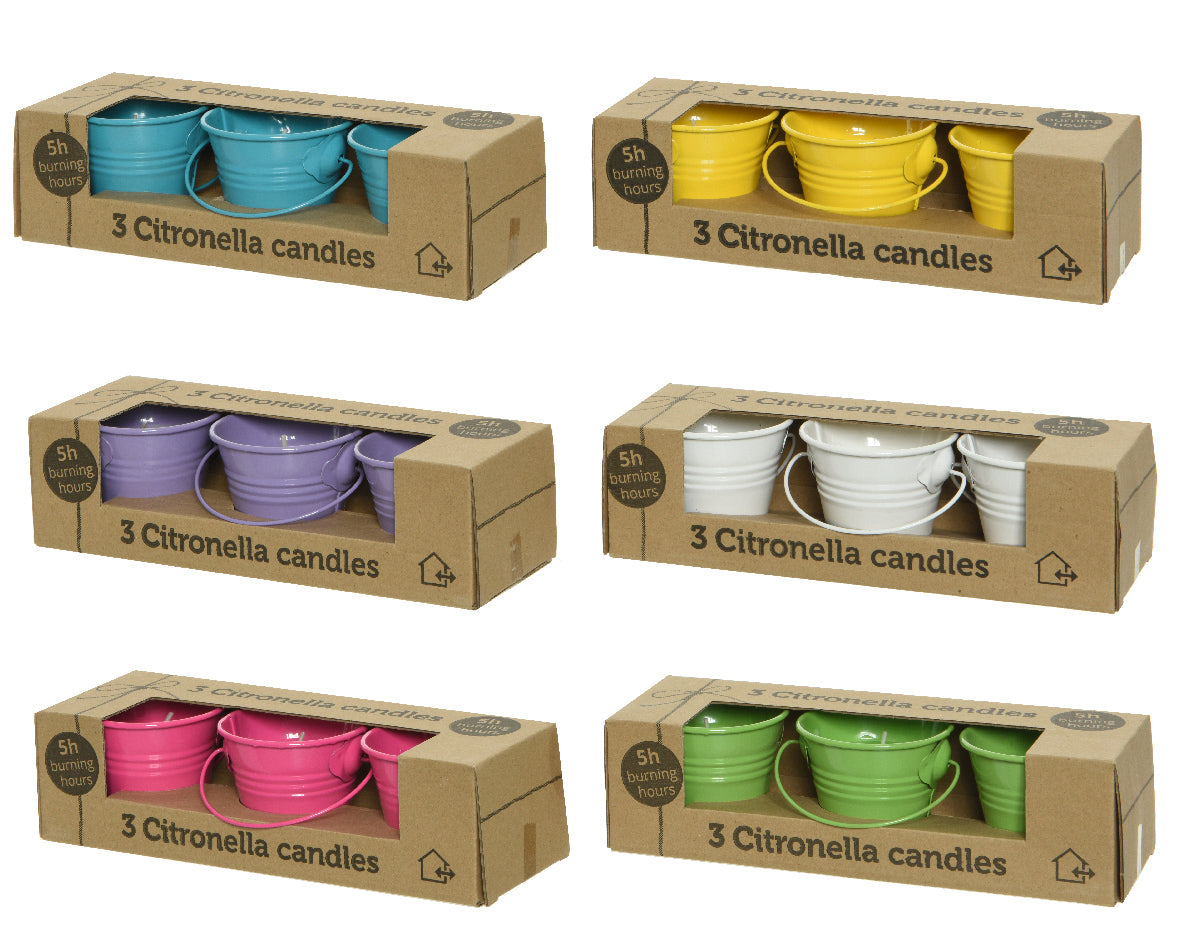 3 CANDELE ALLA CITRONELLA COLORE ASSORTITO