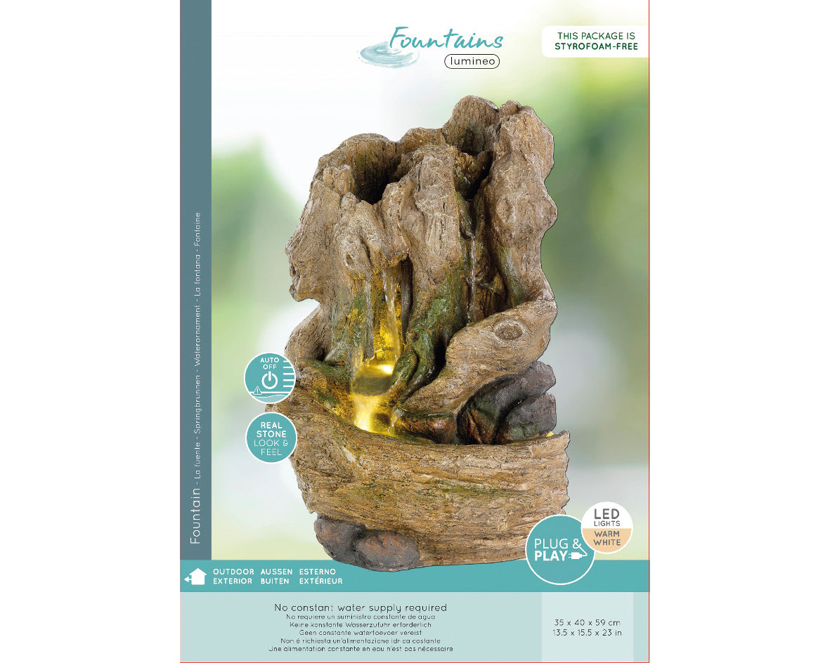 FONTANA EFFETTO ROCCIA NATURALE CON LED 35X40X59CM
