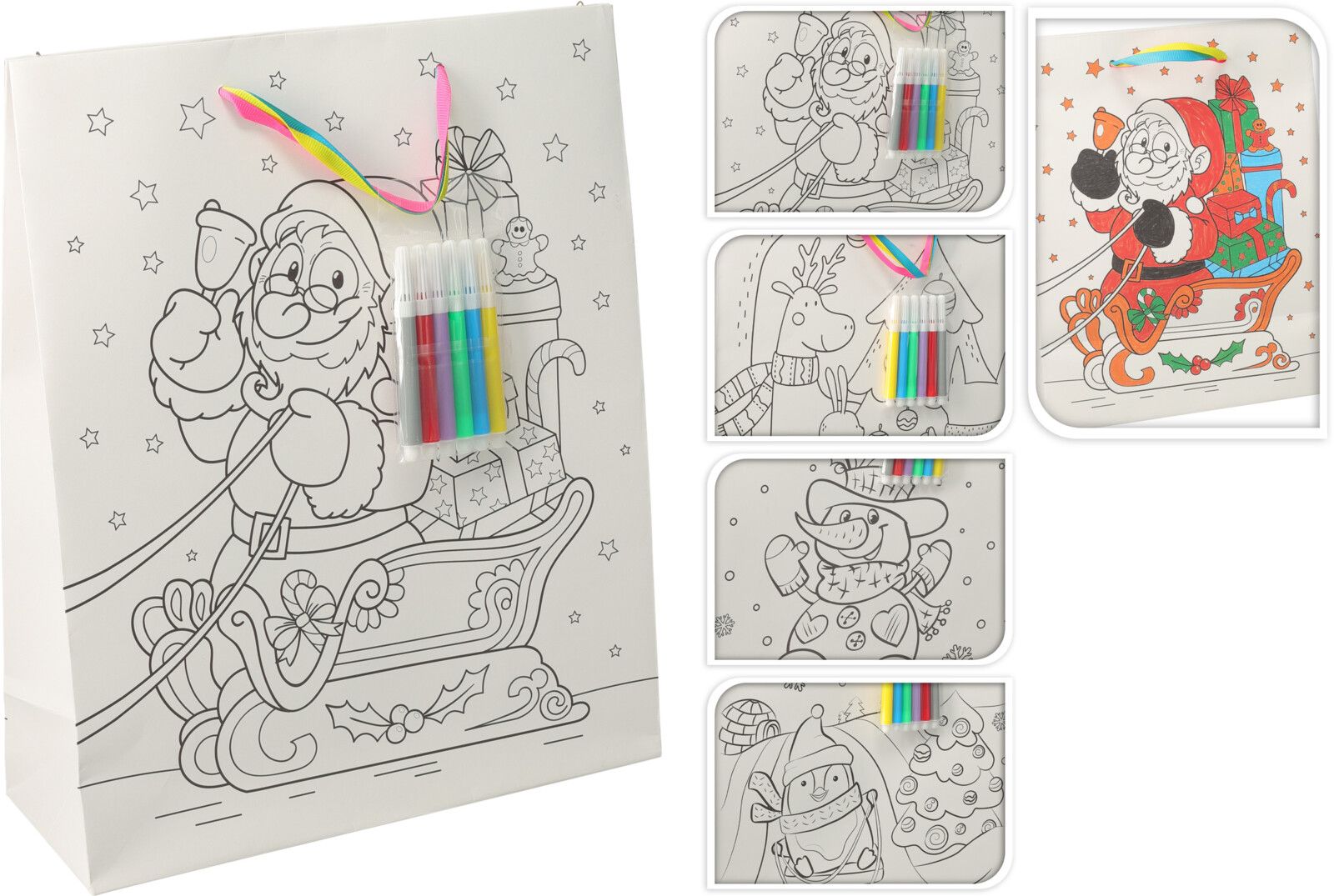 Borsa natalizia da colorare 32x26cm - multicolore assortito