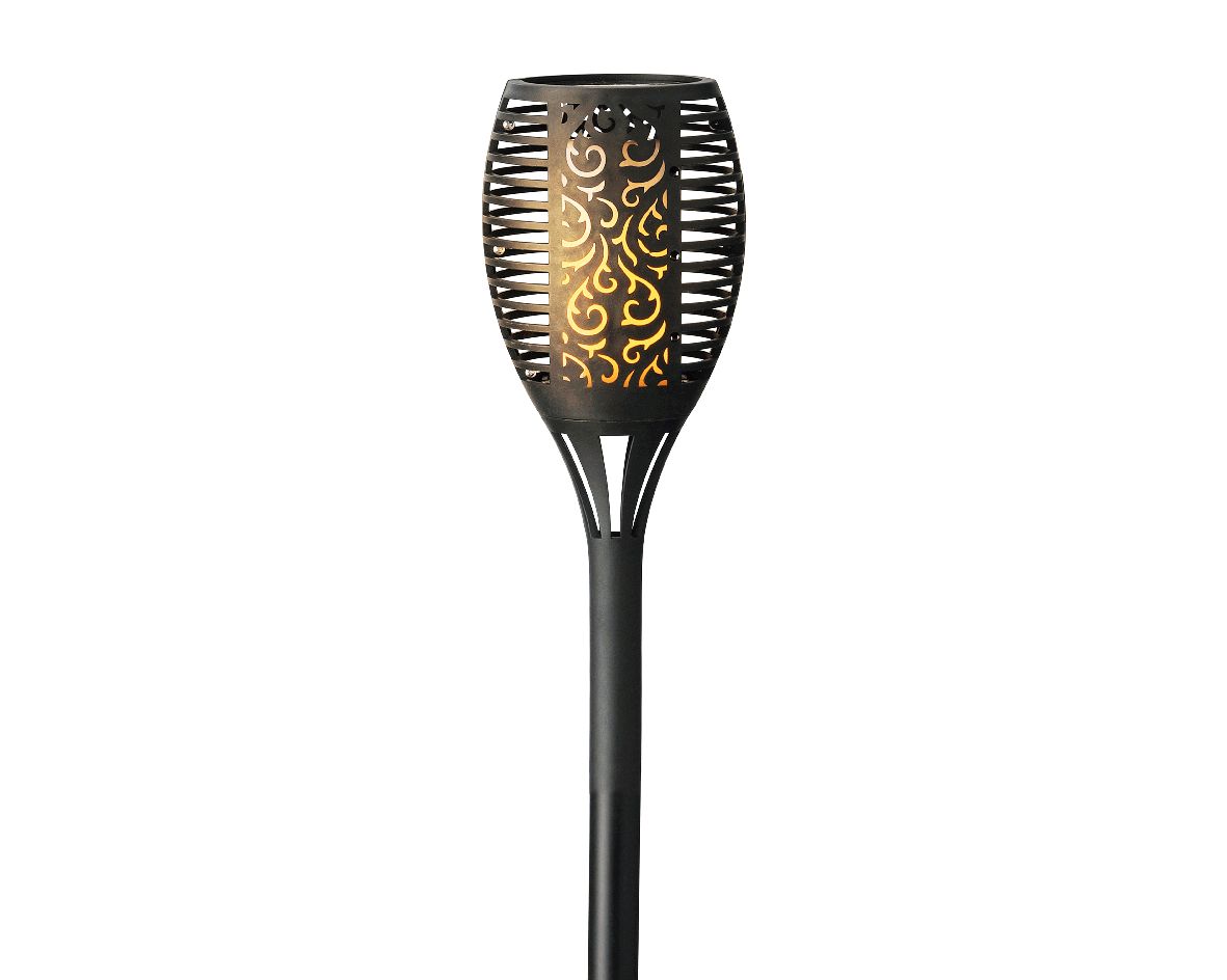 LAMPADA SOLARE TORCIA NERA CON FIAMMA D.12X62,5 CM BIANCO CALDO