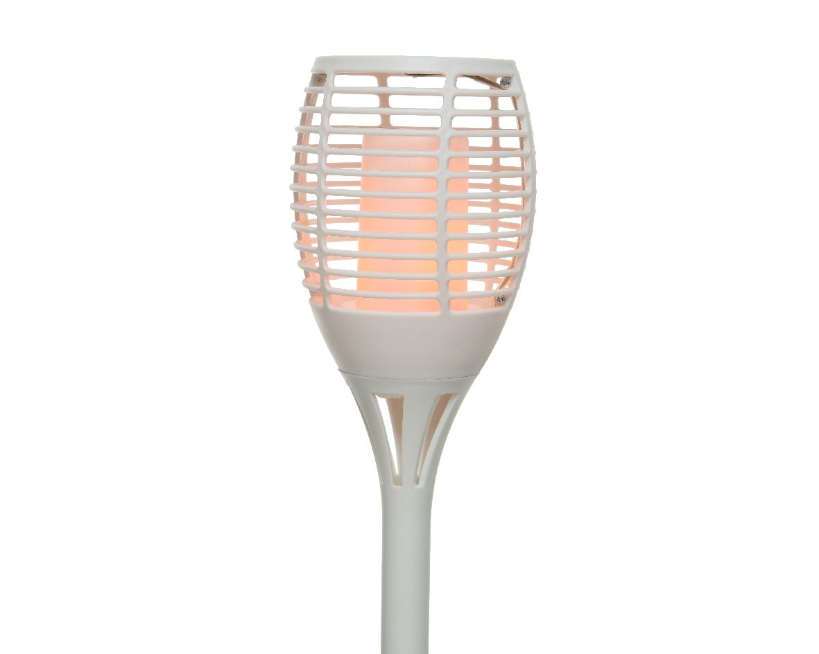 LAMPADA SOLARE TORCIA BIANCA CON FIAMMA D.12X62,5 CM BIANCO CALDO