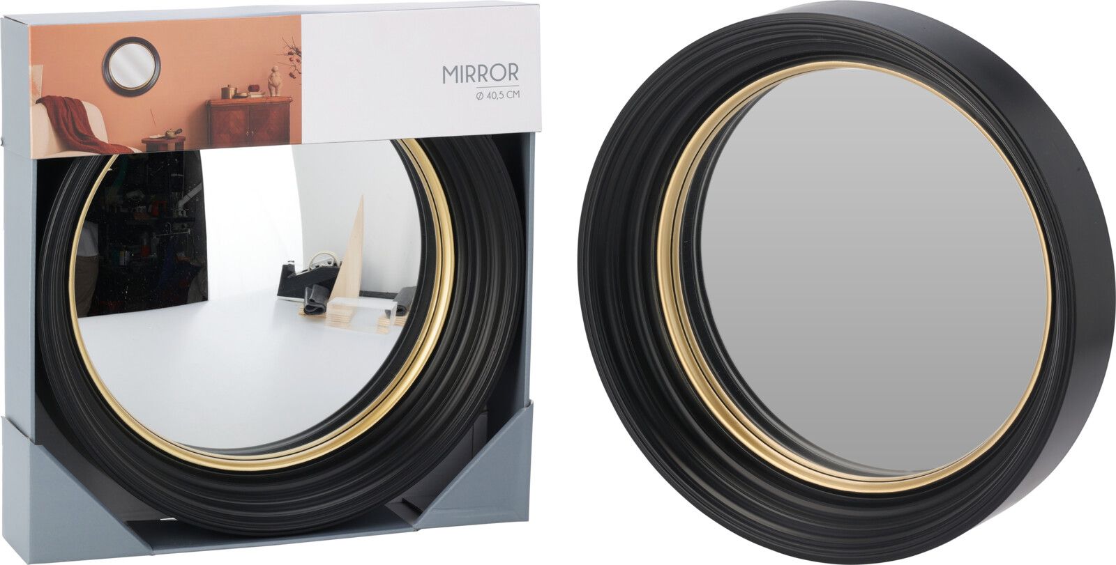 Specchio da Parete Rotondo con Cornice - 40 cm