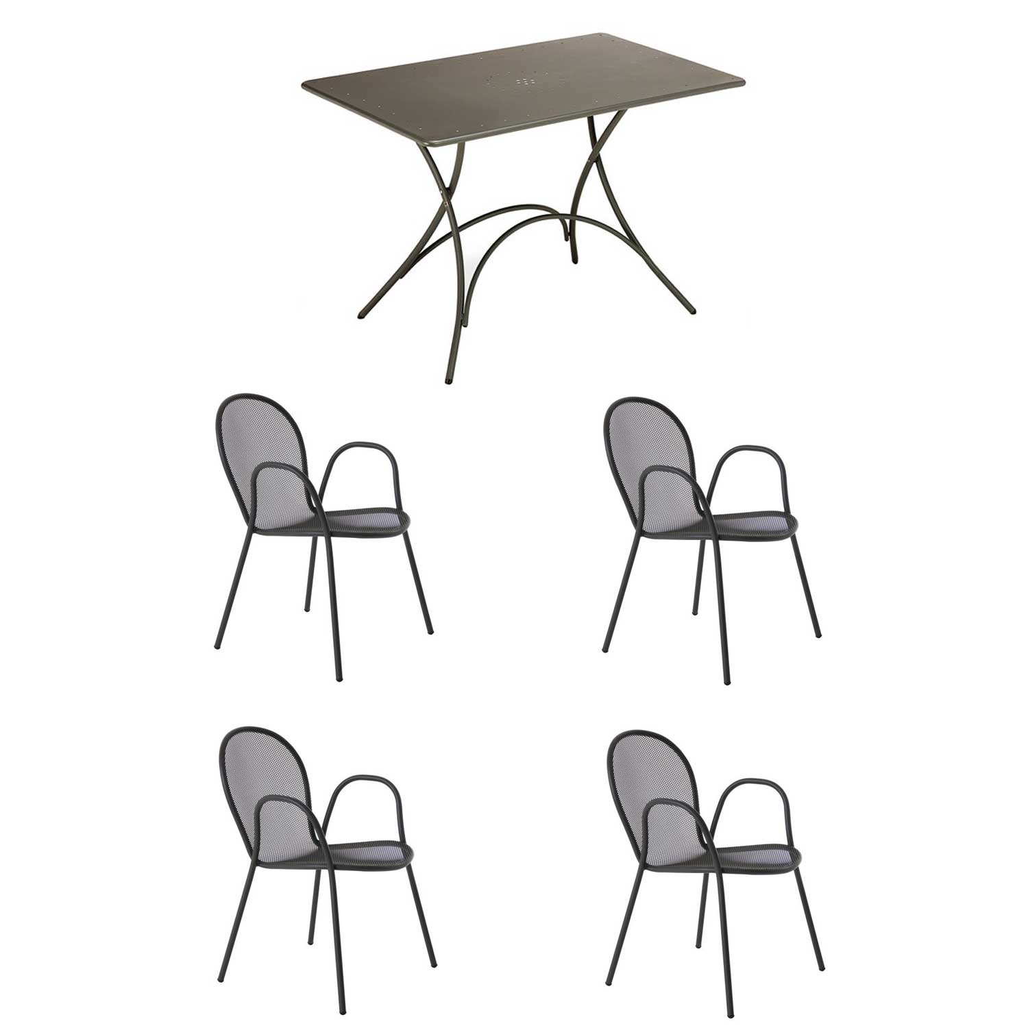 OFFERTA SET TAVOLO PIGALLE 118X76CM + 4 POLTRONE RONDA COLORE A SCELTA