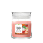Candela media Signature White Strawberry Bellini 368g Rosa Yankee Candle