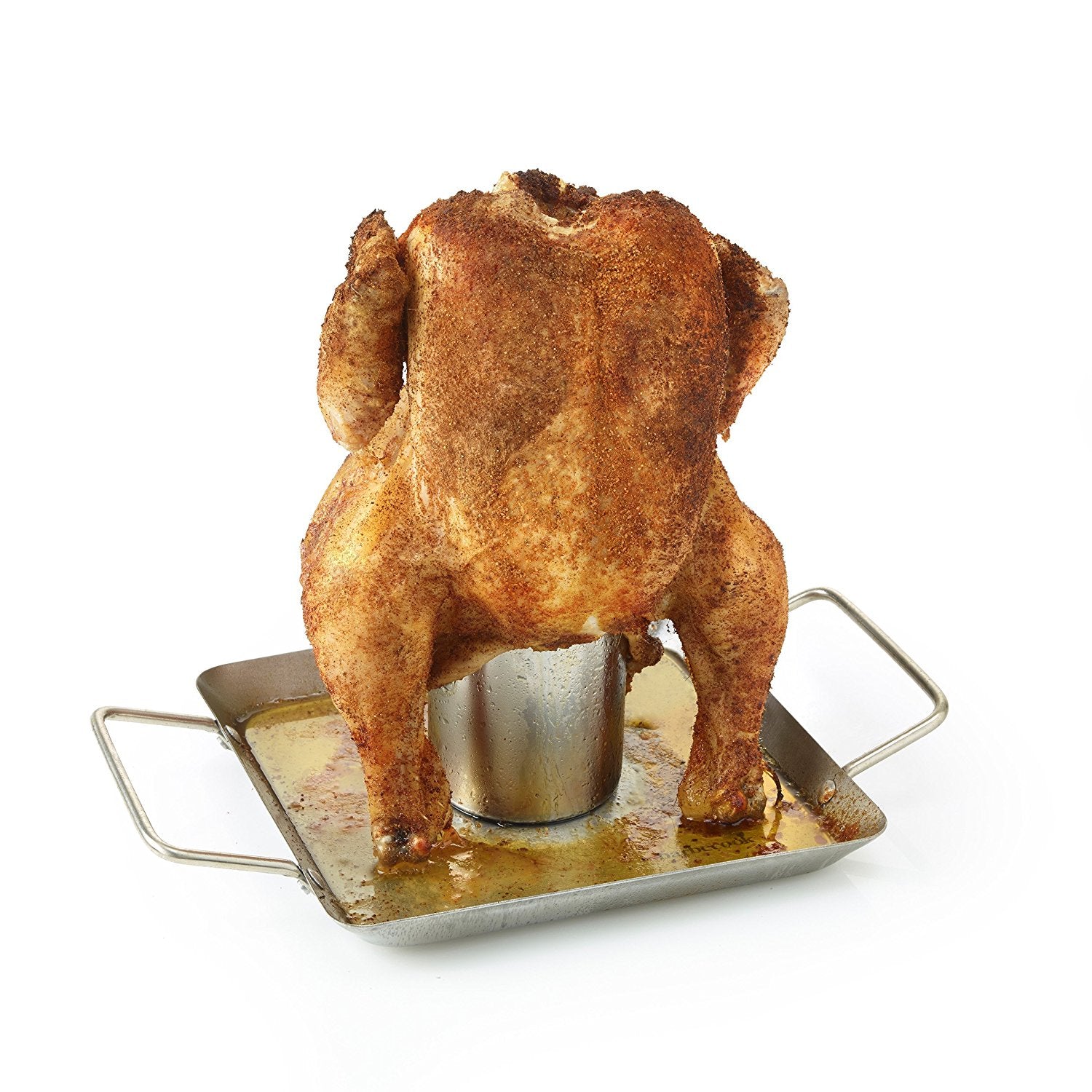 SUPPORTO CON VASSOIO PER CUOCERE IL POLLO ALLA BIRRA O AL VINO