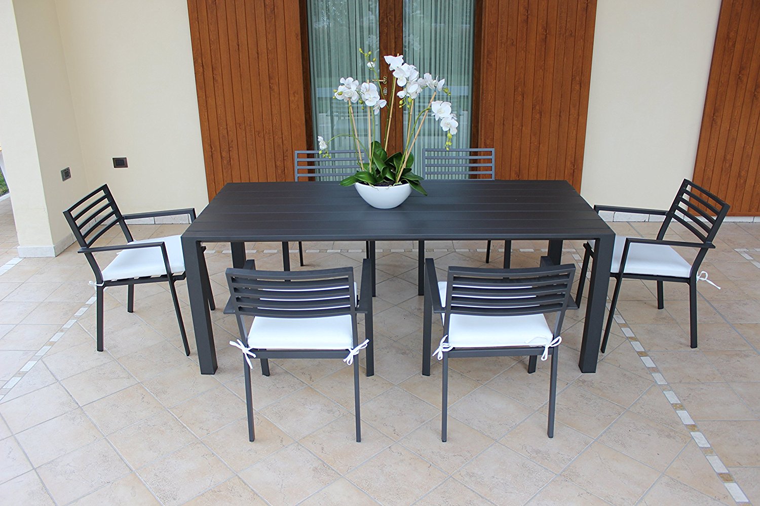 OFFERTA TAVOLO FLORENCE 200X90 +6 POLTRONE AVANA ANTRACITE
