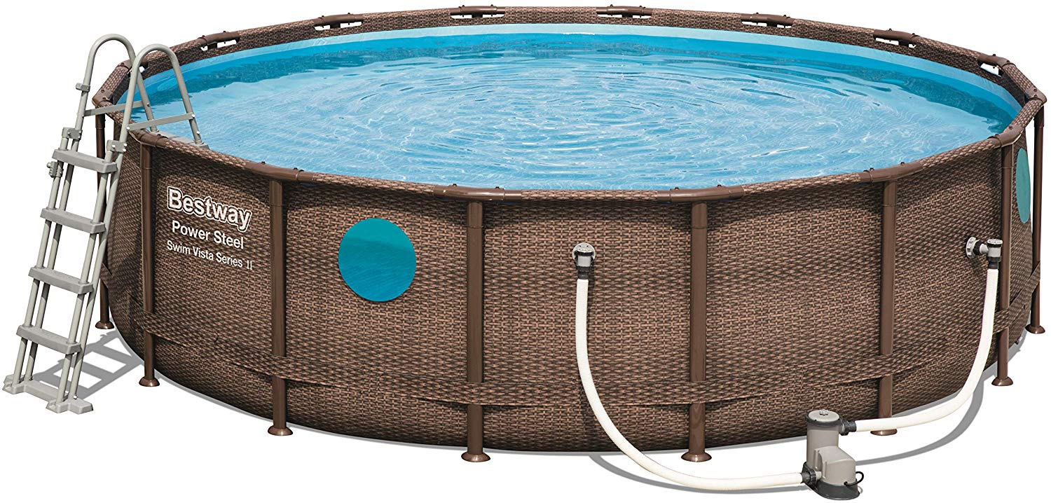 PISCINA ROTONDA SWIM VISTA OBLO' 488X122CM CON POMPA FILTRO SCALETTA E TELI COPERTURA