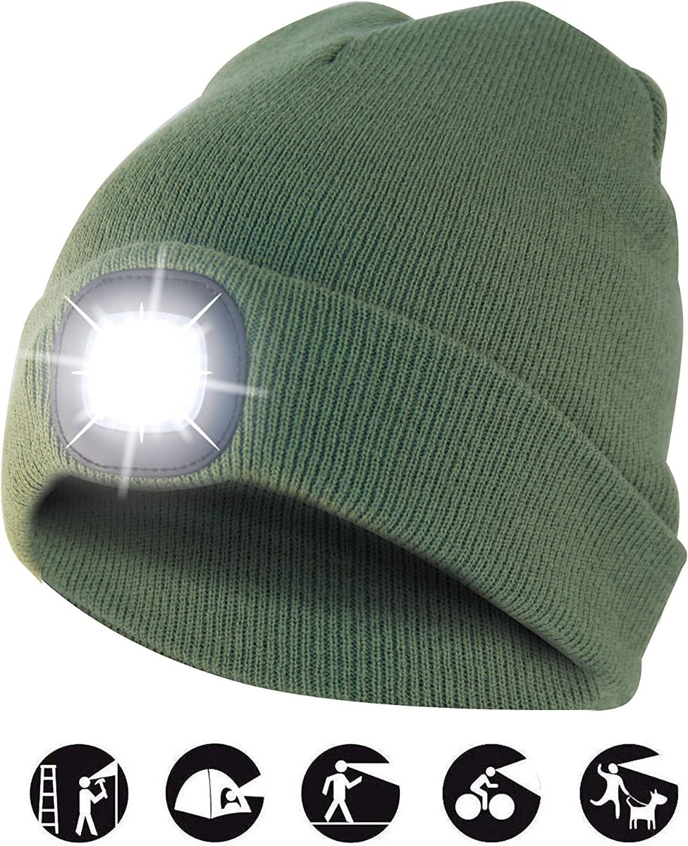 CAPPELLO IN STOFFA CON LUCE LED VERDE MILITARE TAGLIA UNICA