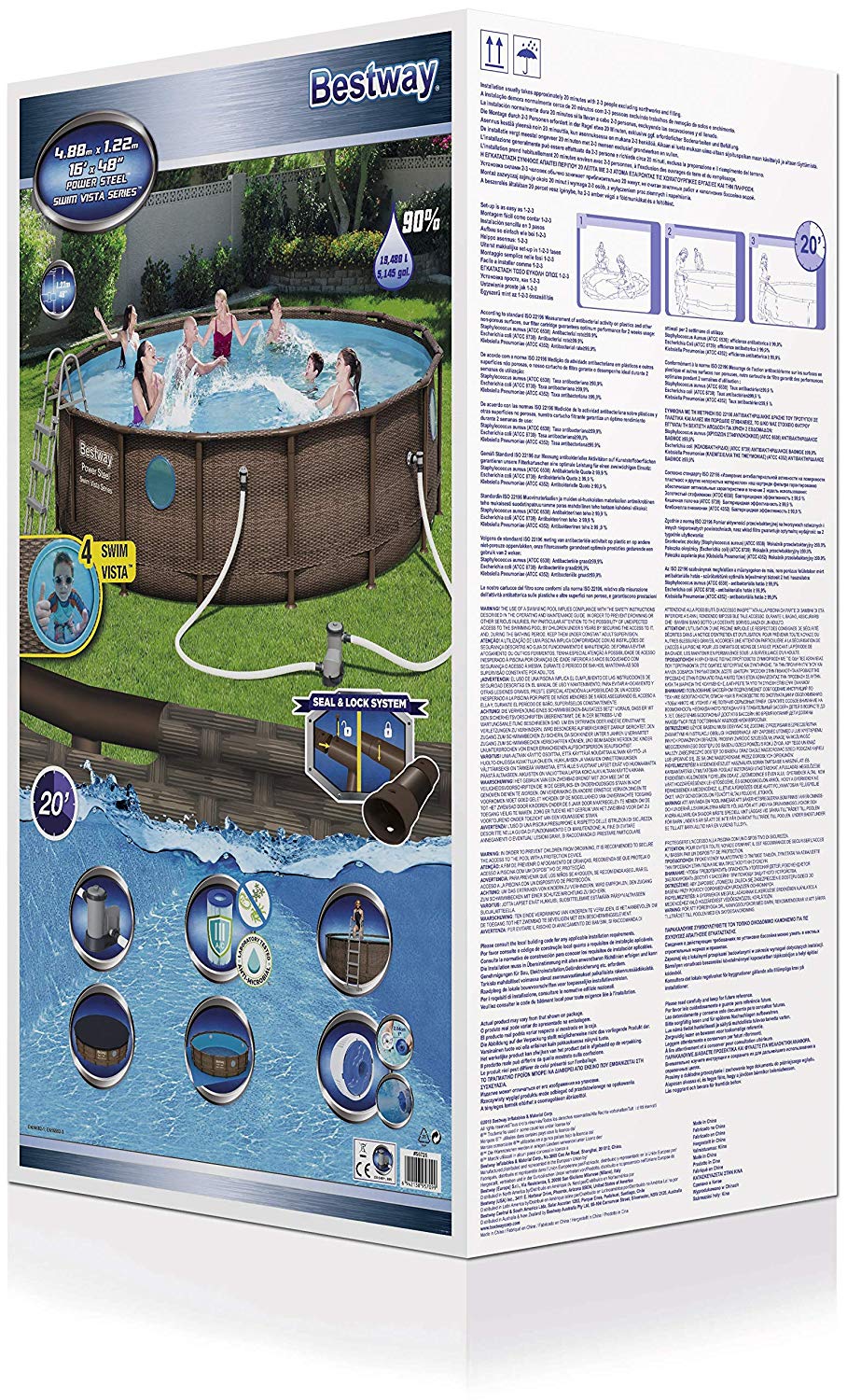 PISCINA ROTONDA SWIM VISTA OBLO' 488X122CM CON POMPA FILTRO SCALETTA E TELI COPERTURA