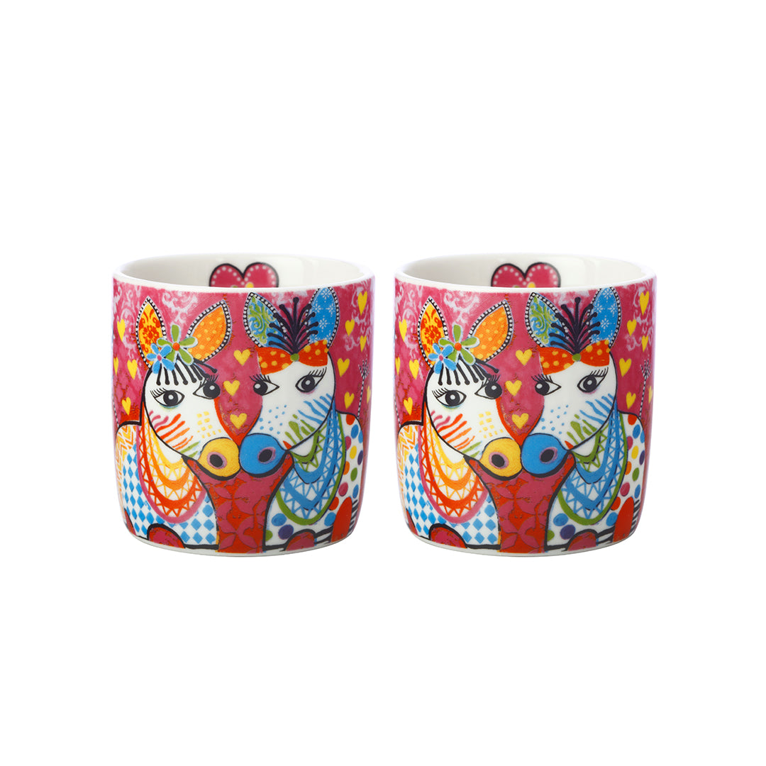 SET 2 TAZZINE CAFFE' ESPRESSINI 100ML LOVE HEARTS ZIG ZAG ZEBRAS