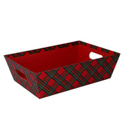 CESTA IN CARTONE ROSSO SCOZZESE RETTANGOLARE 38X27H7CM