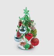 ALBERO DI NATALE IN VETRO CON PALLINE, H15XØ6CM, MULTICOLORE