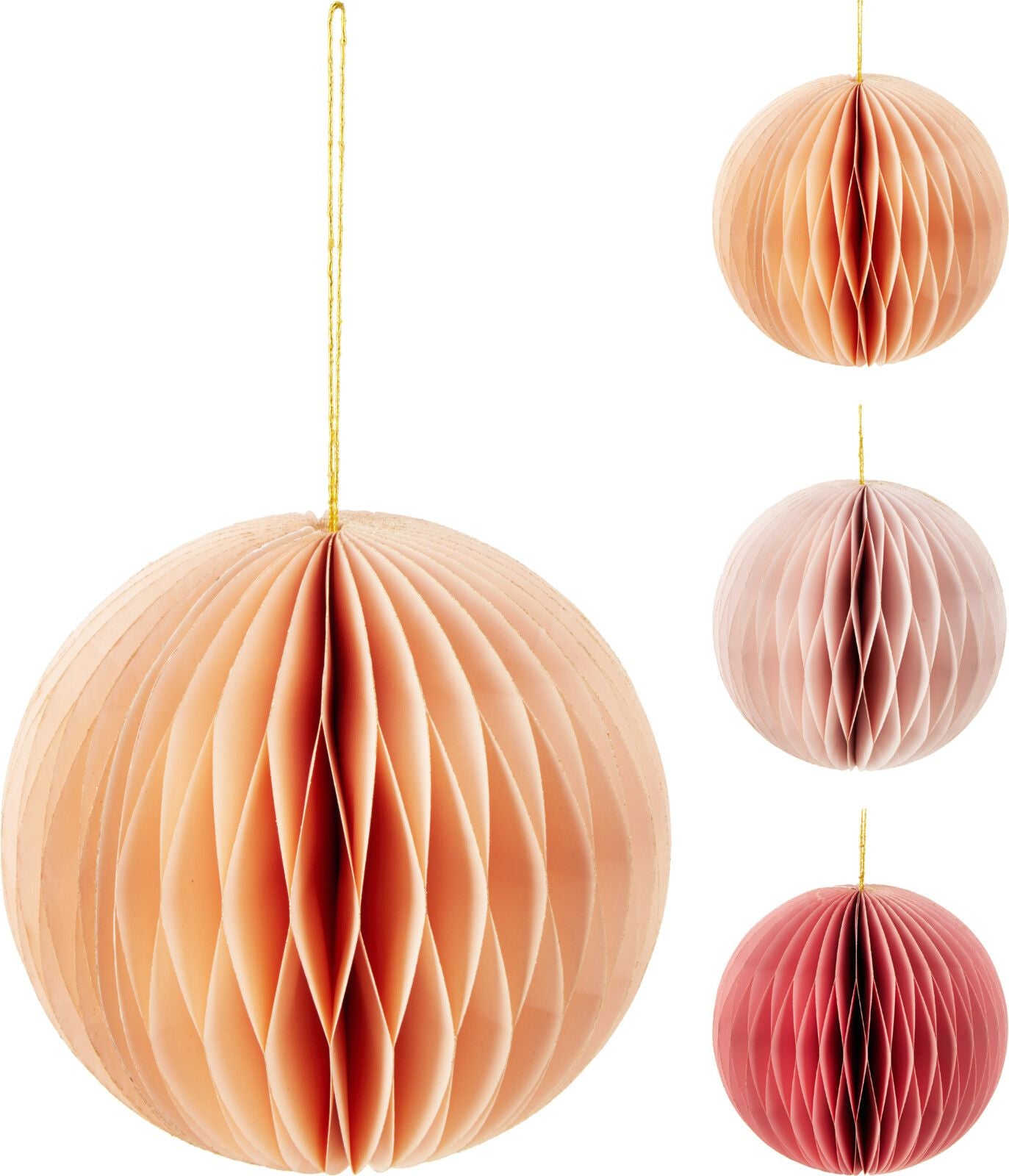 Pallina di natale natalizia in carta 150mm - arancione/rosa colore assortito