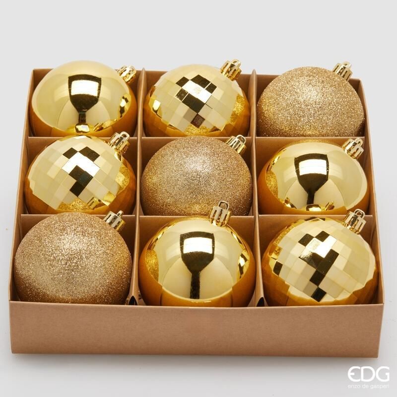 Confezione 9 Palline di natale D.8 Oro