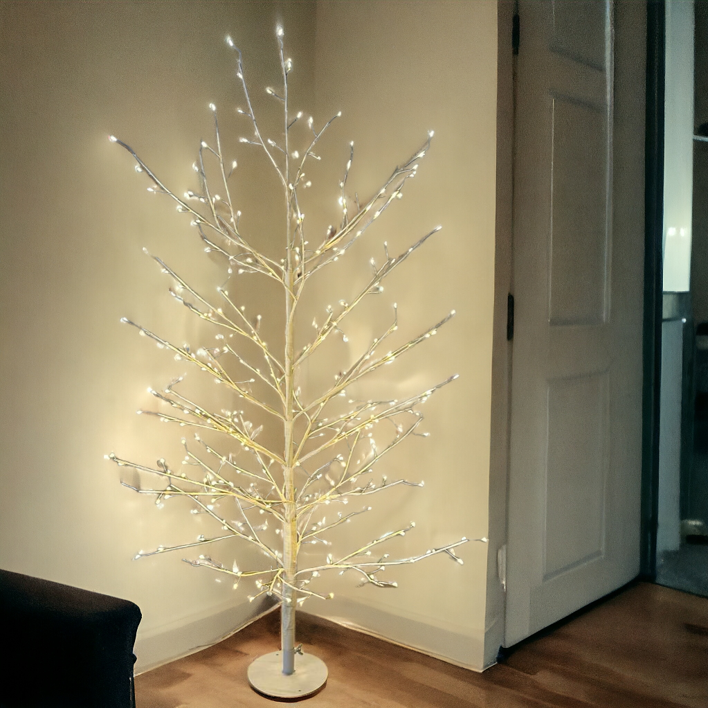 ALBERO RAMO TIGLIO BIANCO H120CM 330 MICROLED BIANCO CALDO