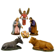 NATIVITà 10CM set 6 STATUETTE IN RESINA per presepe