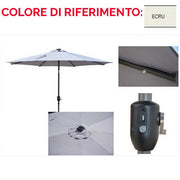OMBRELLONE ECRU' ROTONDO 3 MT PALO CENTRALE CON LED