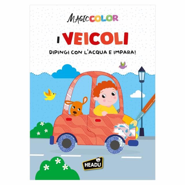 Albo Illustrato Dipingi con l'Acqua I Veicoli 24 pagine Headu
