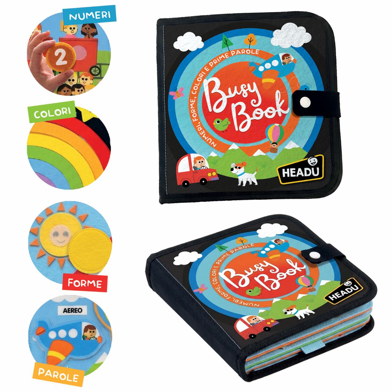 Busy Book Numeri Forme Colori e Prime Parole Libro in Feltro HEADU