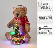 Orso con treno in resina 19 x 19 x 25 cm PERAGA CHRISTMAS