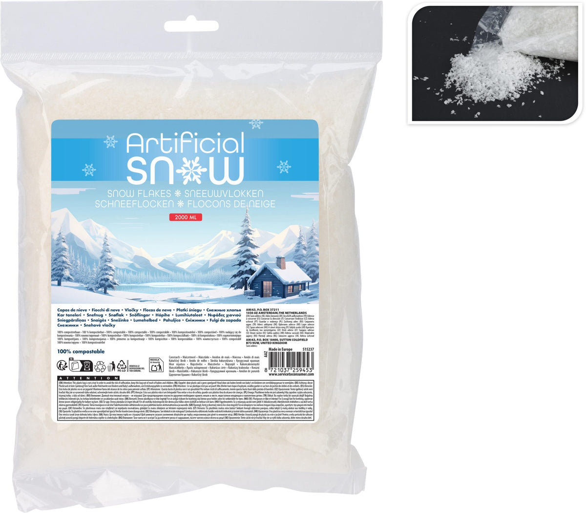 Bio-Kunstschnee 2000 ml PERAGA CHRISTMAS